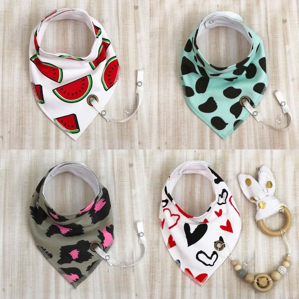 Watermelon Seeds 4pk - Dribble Bibs w/ Chewy Clips